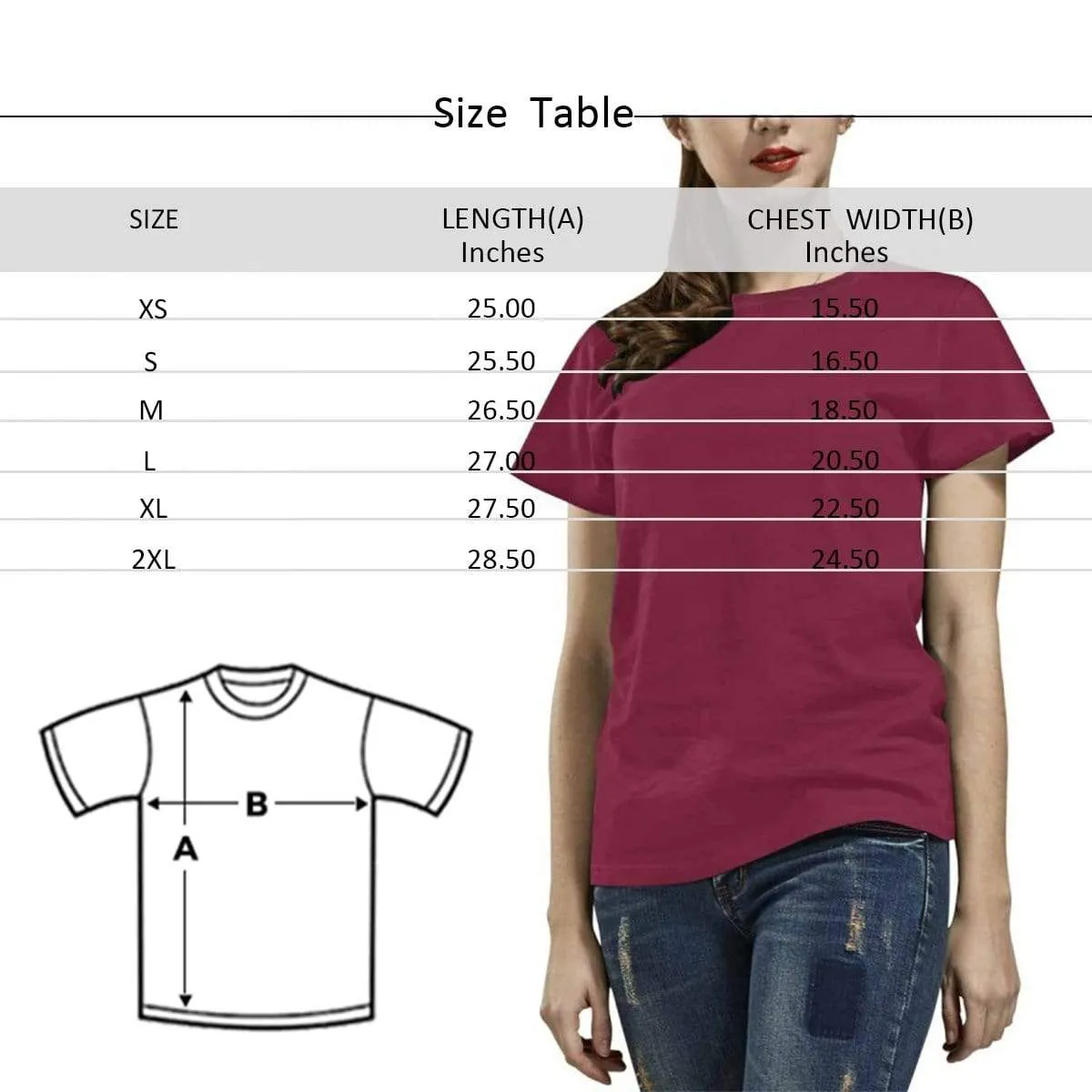Custom Logo Women's All Over Print T-shirt Design Tee with Picture&Face&Name For Girlfriend