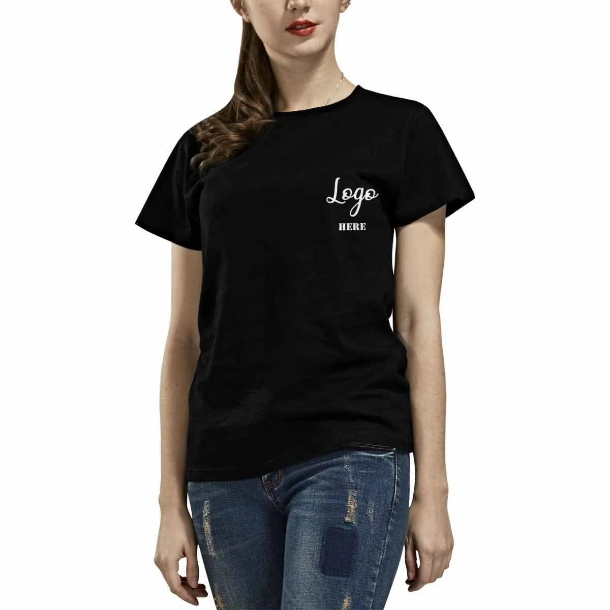 Custom Logo Women's All Over Print T-shirt Design Tee with Picture&Face&Name For Girlfriend