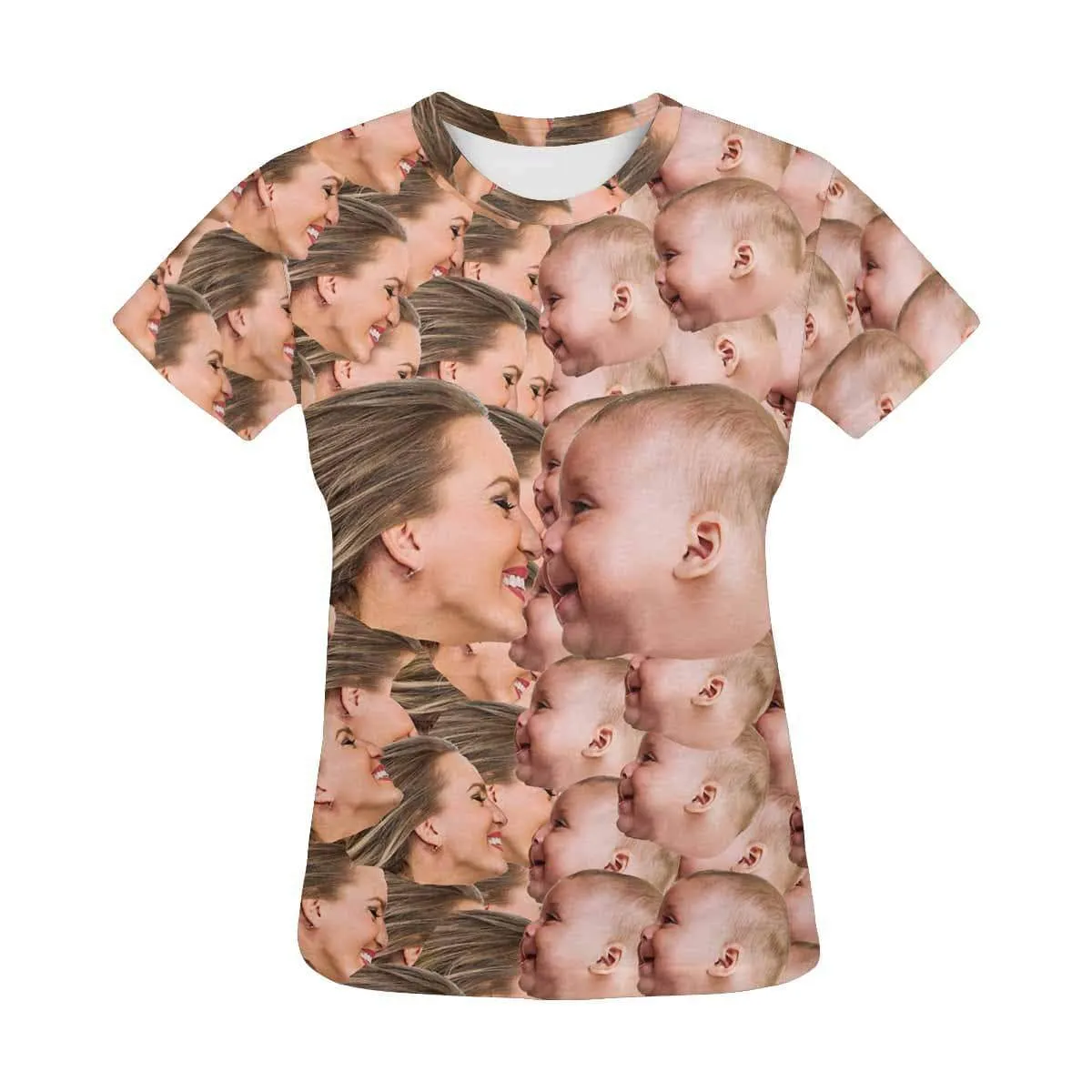 Custom Mother&Son Face Shirt Women's All Over Print T-shirt Gift for Mother's Day