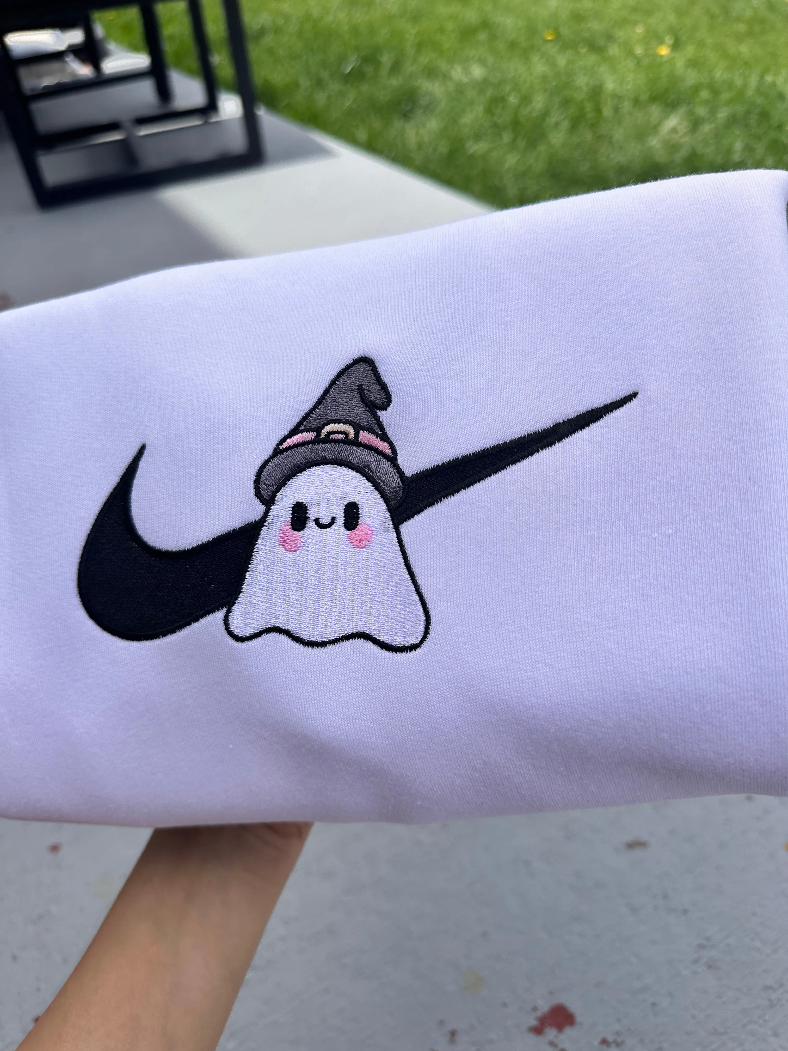 Cute Ghost Witch Halloween Sweatshirts| Embroidered Sweatshirts