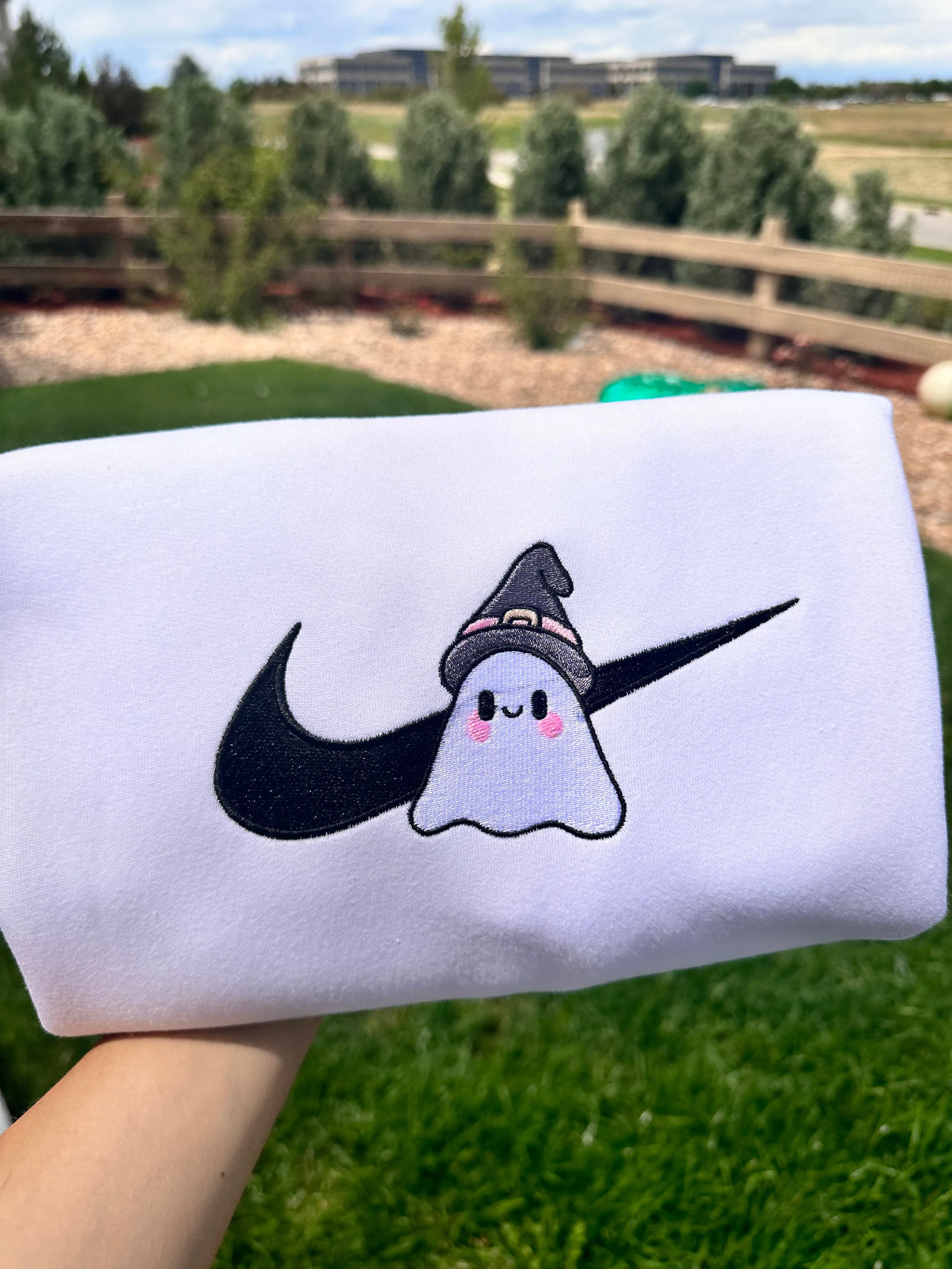 Cute Ghost Witch Halloween Sweatshirts| Embroidered Sweatshirts