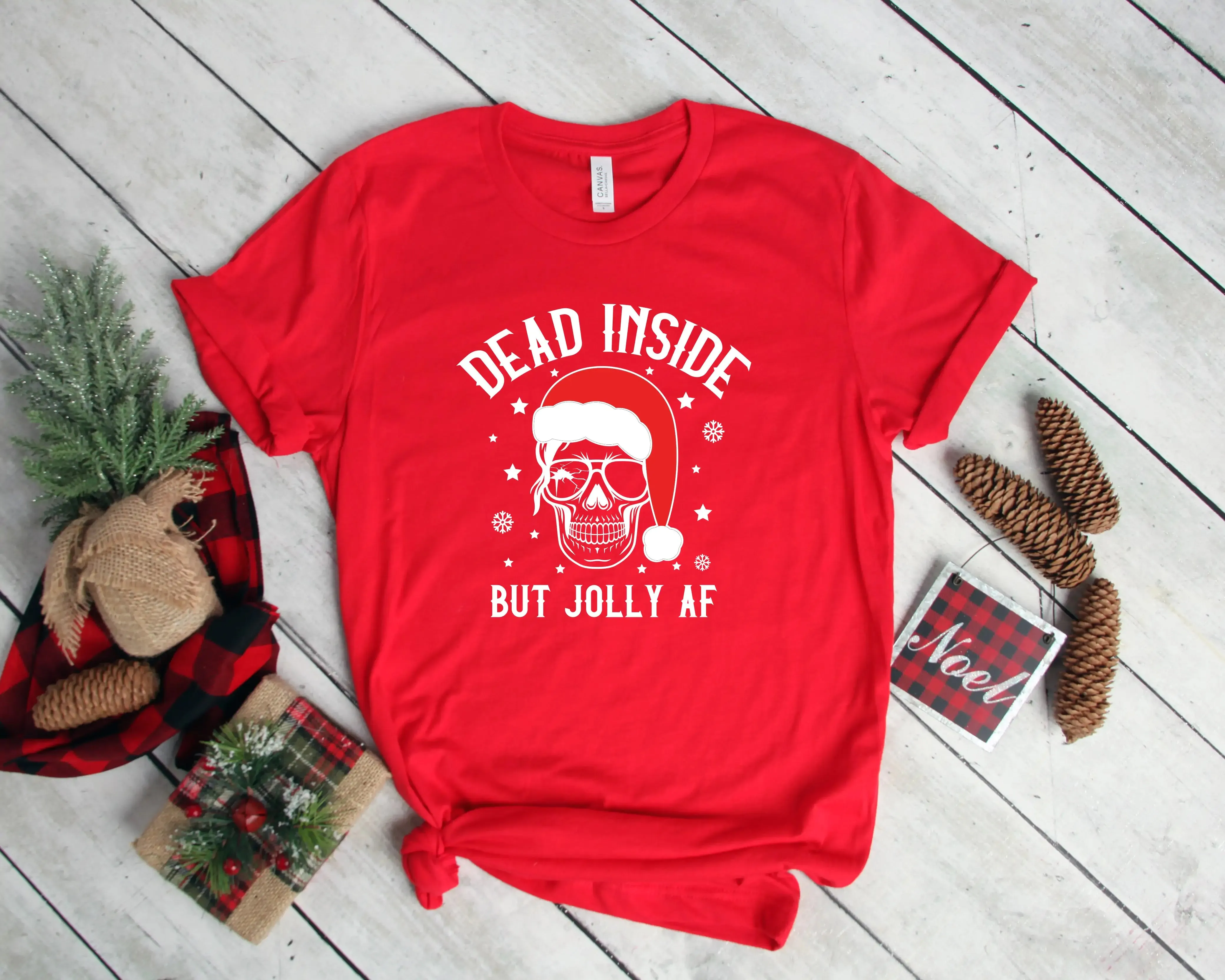 Dead Inside But Joly AF Christmas Skeleton Shirt, Christmas Shirt