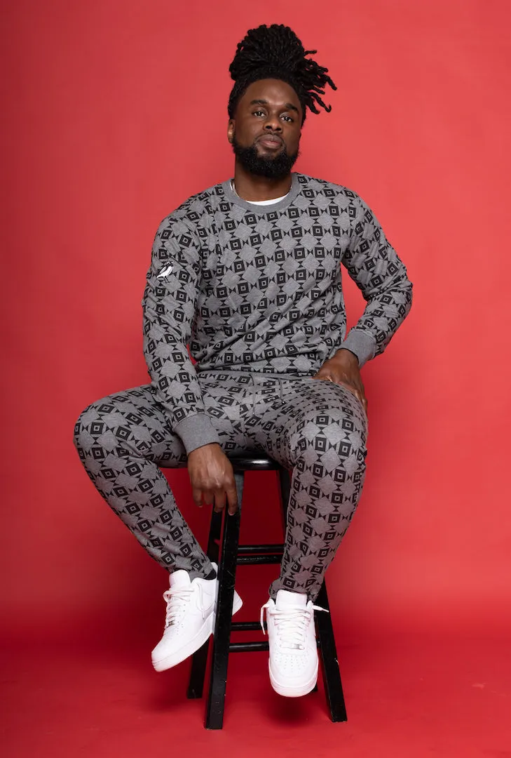 Diamond-Eye Geometric Sweatshirts - Grey/Black
