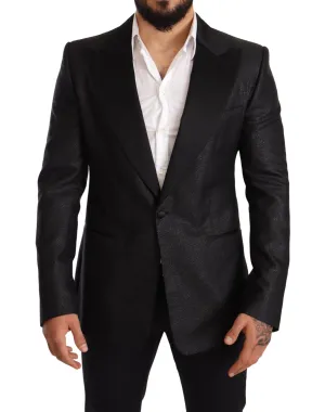 Dolce & Gabbana Elegant Black Metallic Slim Fit Blazer Jacket