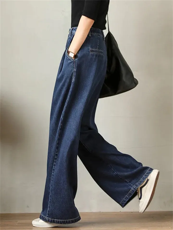Durable Women's High Waisted Wide Leg Jeans