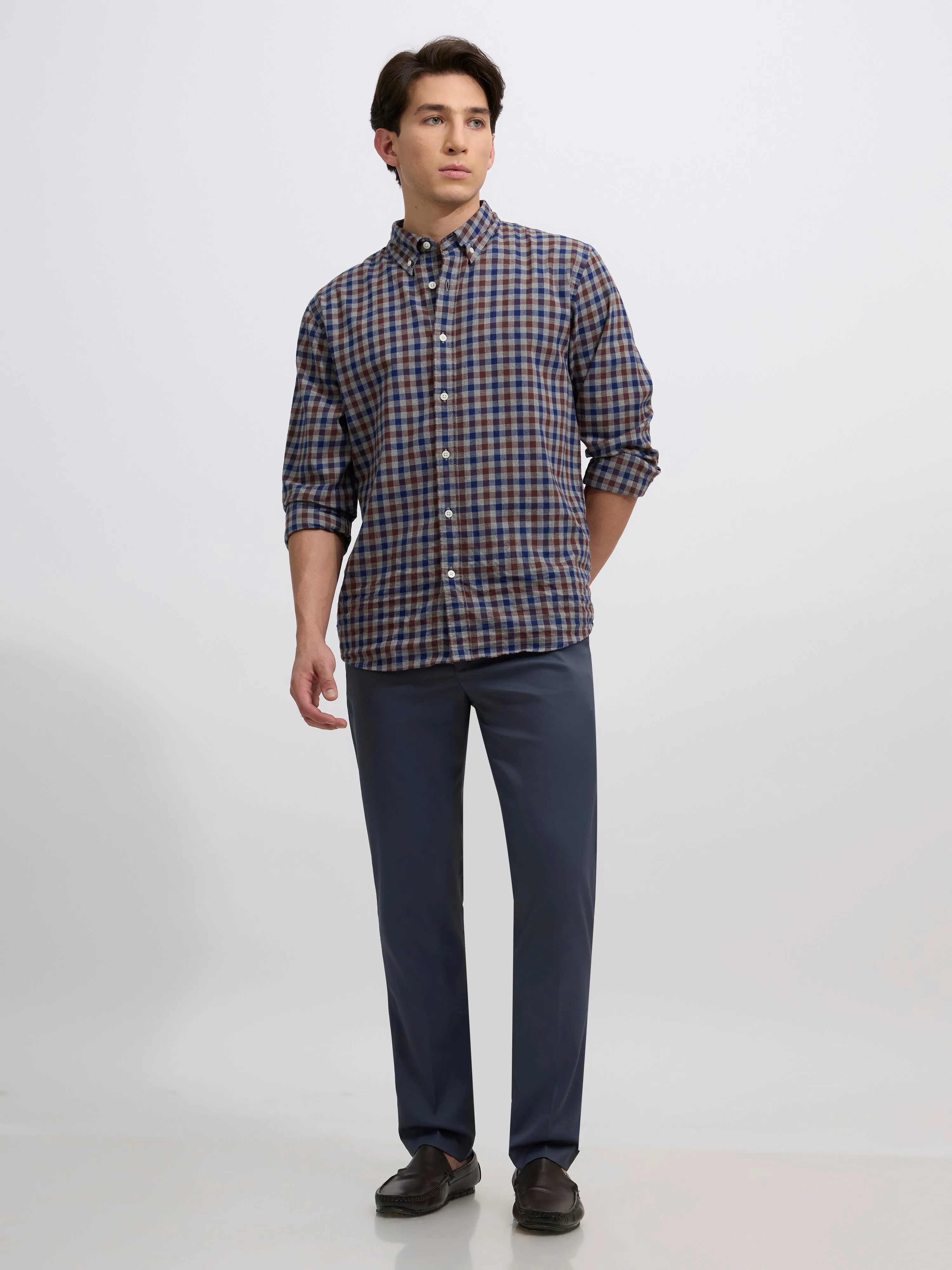 Falcon - Skinny fit Formal Pant - Cement Blue