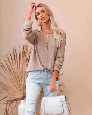 FashionSierra - Collar Half Open Button Loose Casual Top