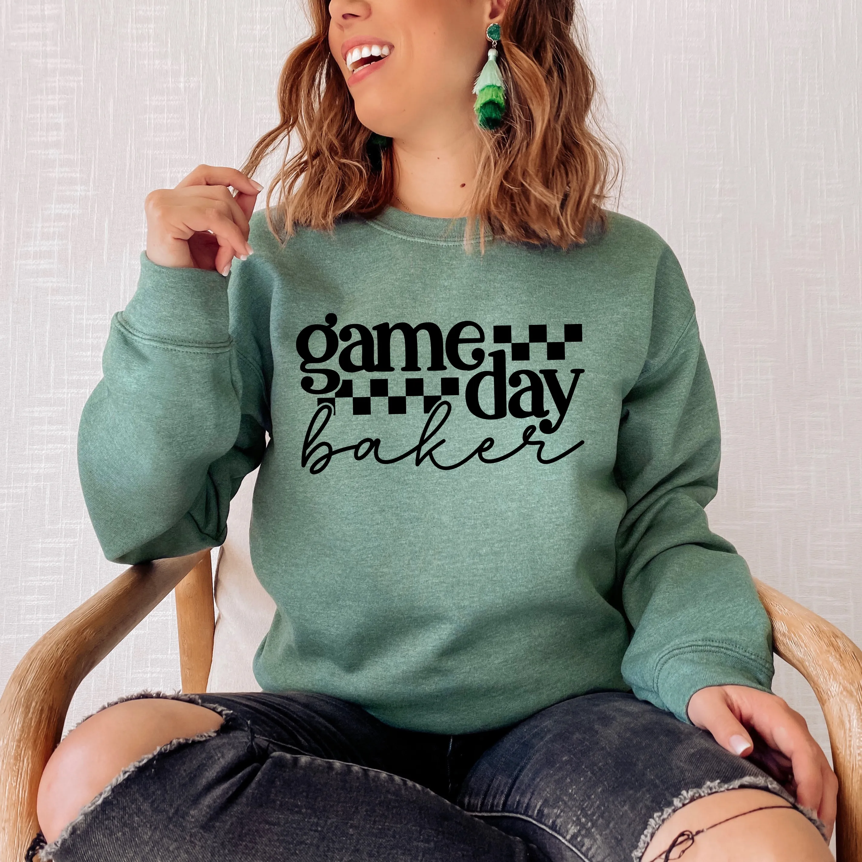 Game Day Baker [Black Check] - Sweatshirt
