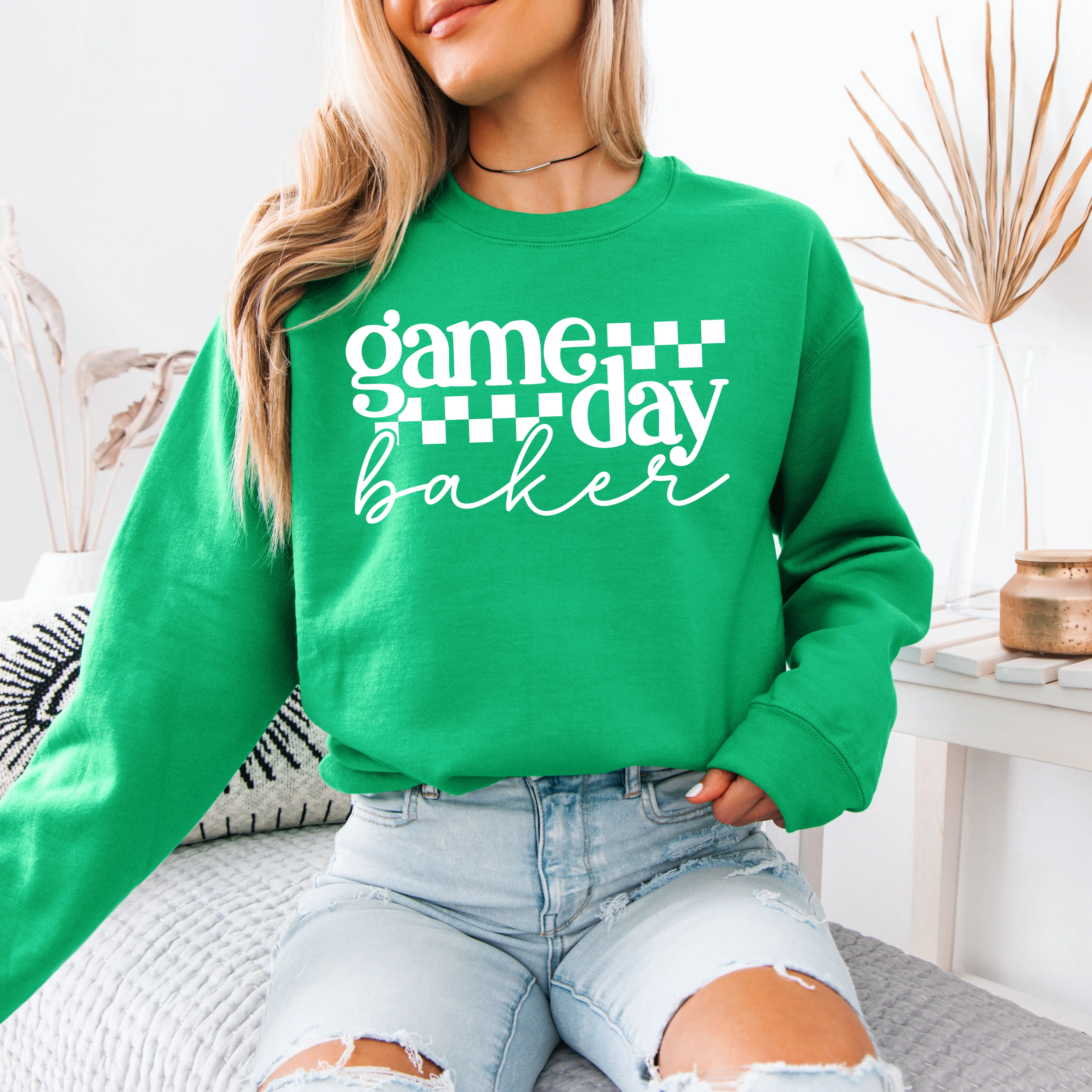 Game Day Baker [White Check] - Sweatshirt