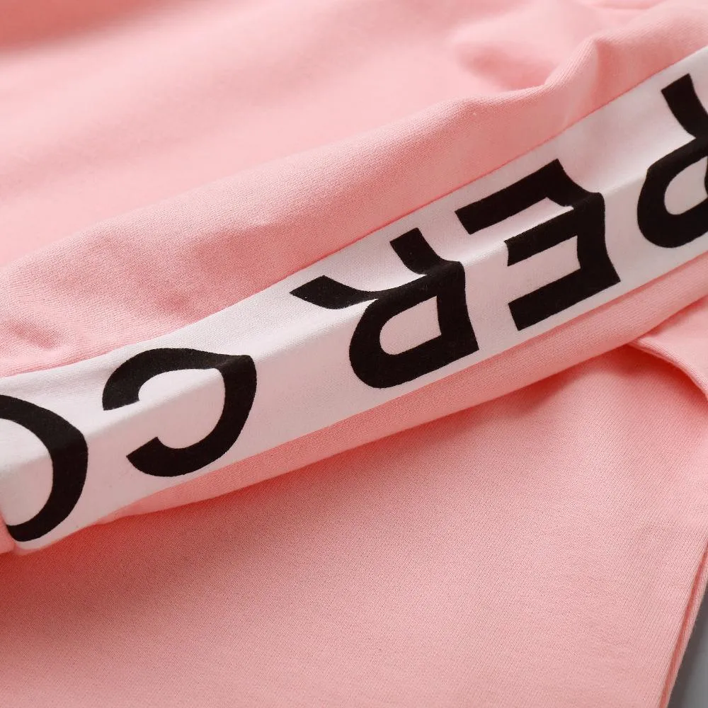 Girls Hooded Letter Printed Long T-shirts Wholesale
