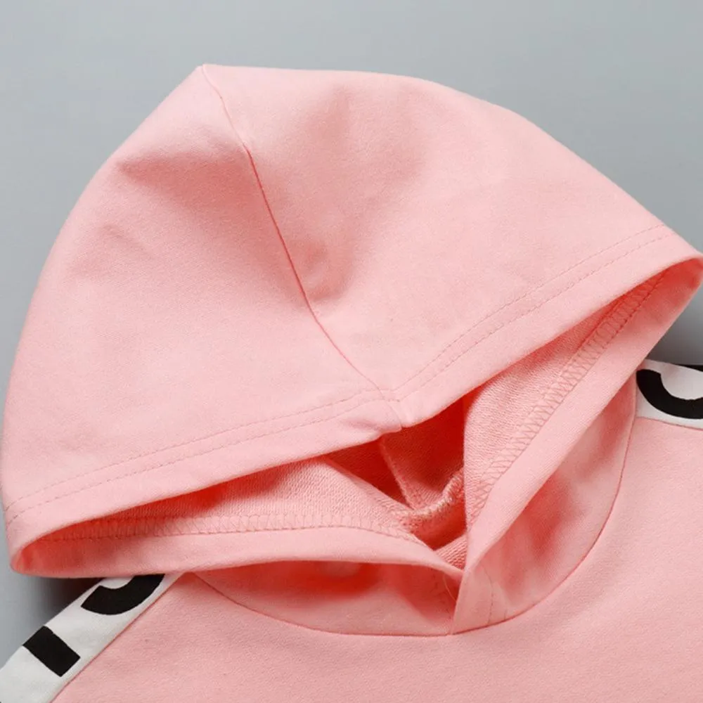 Girls Hooded Letter Printed Long T-shirts Wholesale