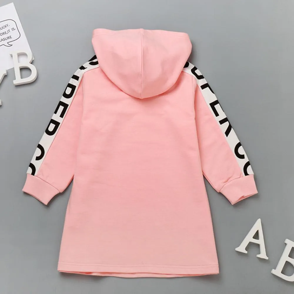 Girls Hooded Letter Printed Long T-shirts Wholesale