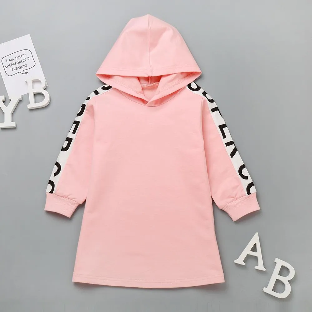 Girls Hooded Letter Printed Long T-shirts Wholesale