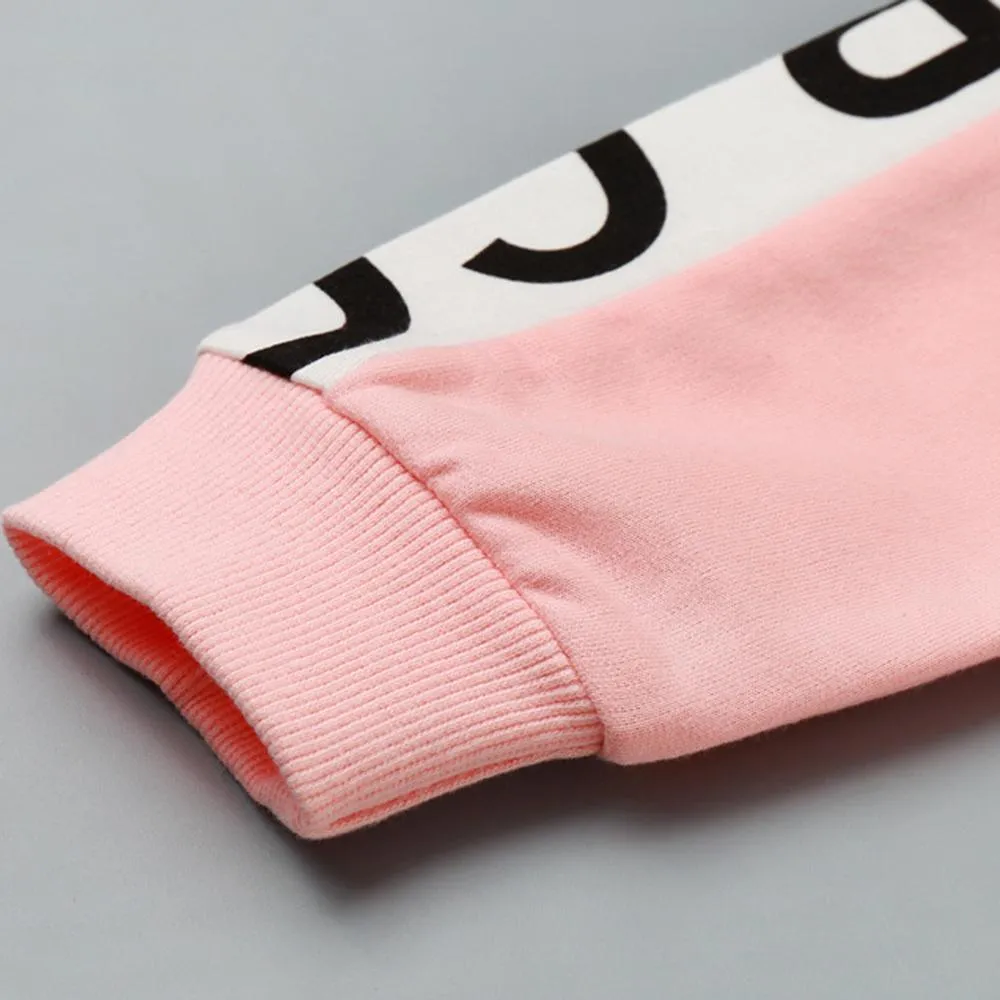 Girls Hooded Letter Printed Long T-shirts Wholesale