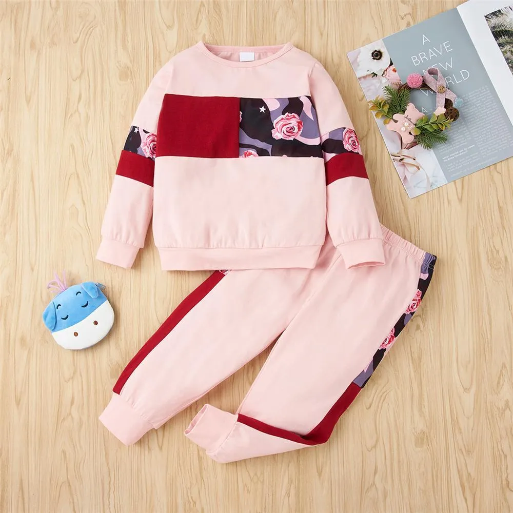 Girls Pattern Printed Long Sleeve T-shirts & Pants Girls Clothing Wholesalers