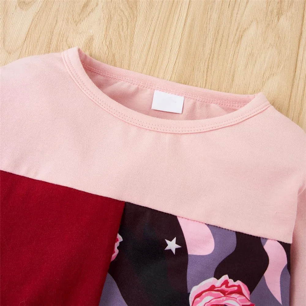 Girls Pattern Printed Long Sleeve T-shirts & Pants Girls Clothing Wholesalers