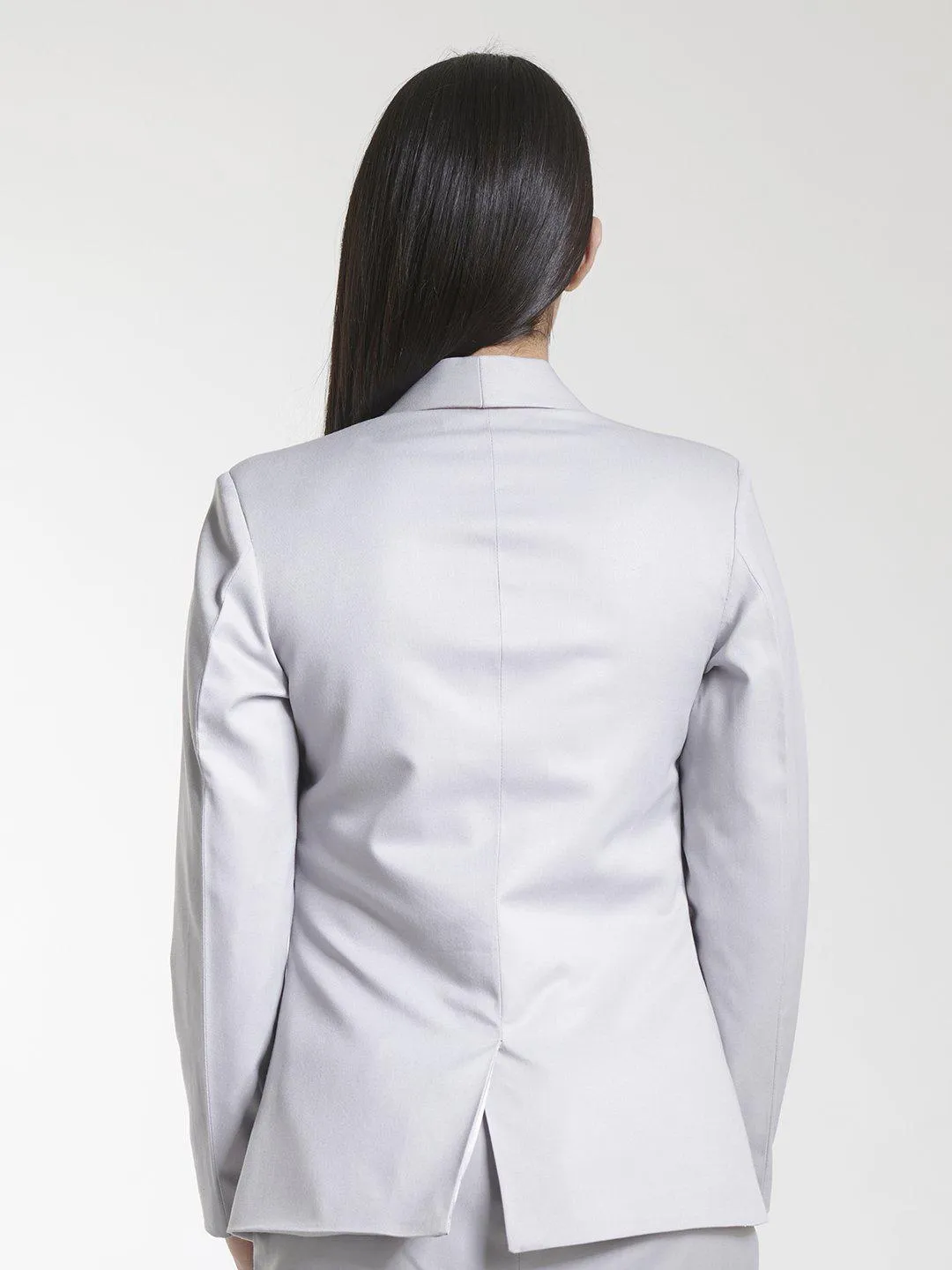 Grey Poly Cotton Double Button Blazer ONLY