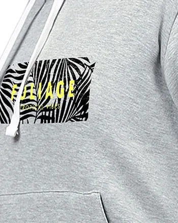 Grey Printed "Foliage" Hooded Sweatshirt | Light Grey