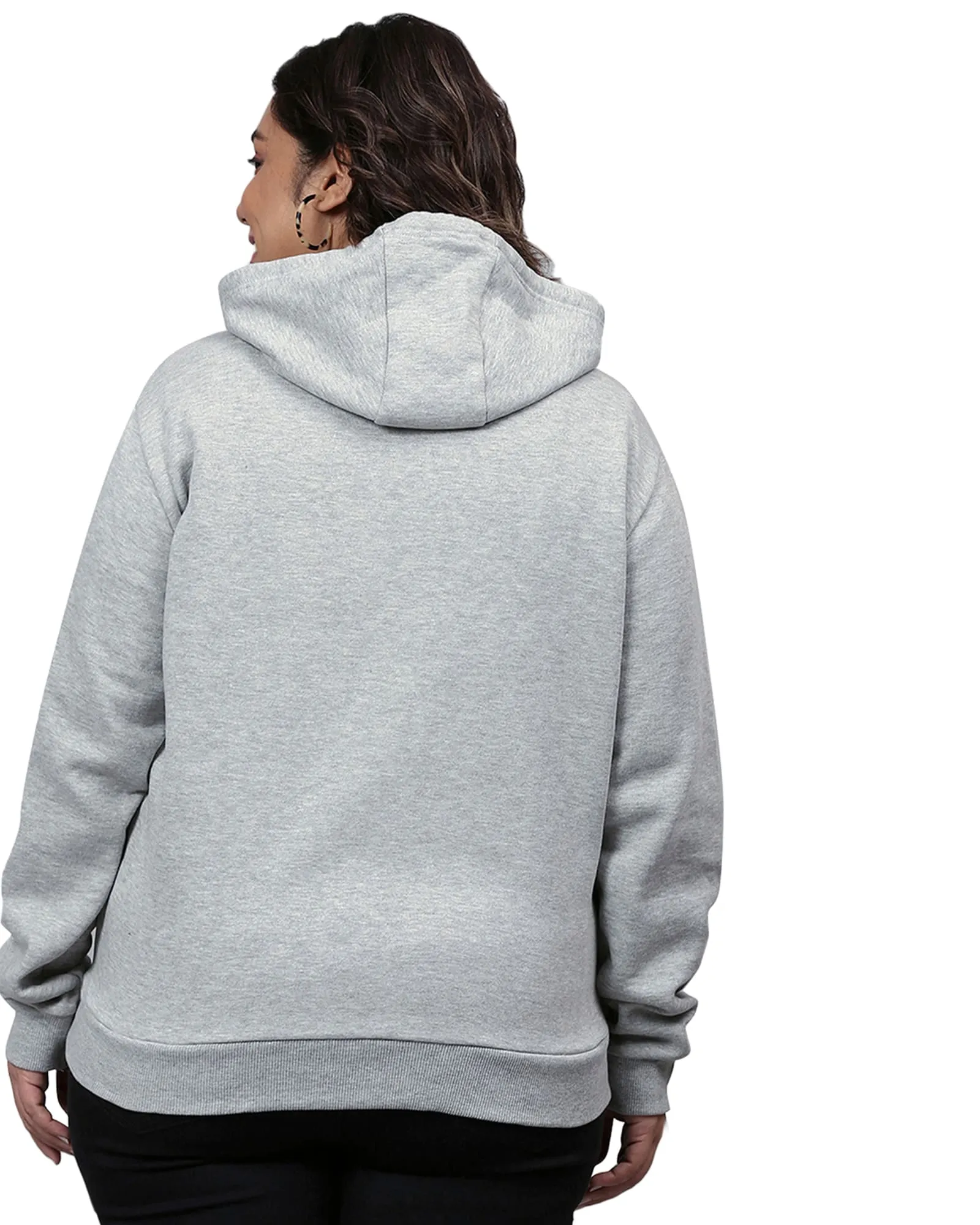 Grey Printed "Foliage" Hooded Sweatshirt | Light Grey