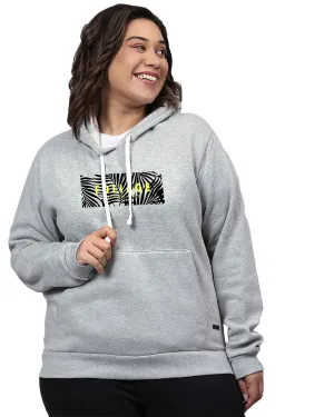 Grey Printed "Foliage" Hooded Sweatshirt | Light Grey