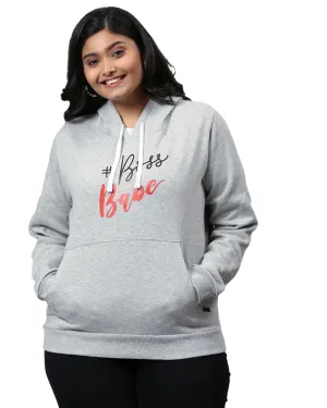 Grey "Boss Babe" Text Printed Sweatshirt | Light Grey