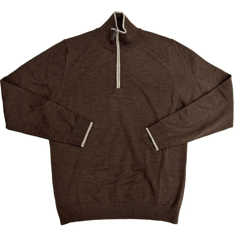 Hagen Merino Quarter Zip Sweater (Espresso)