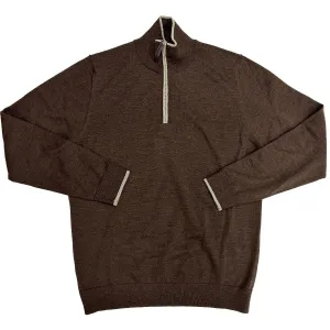 Hagen Merino Quarter Zip Sweater (Espresso)