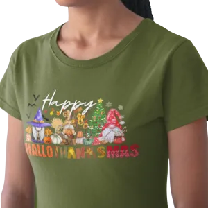 Happy Hallothanksmas shirt , Halloween shirt, Thanksgiving Shirt, Christmas Shirt, Coffee Pumpkin Spice Shirt, Gnome shirt, Vintage Holiday