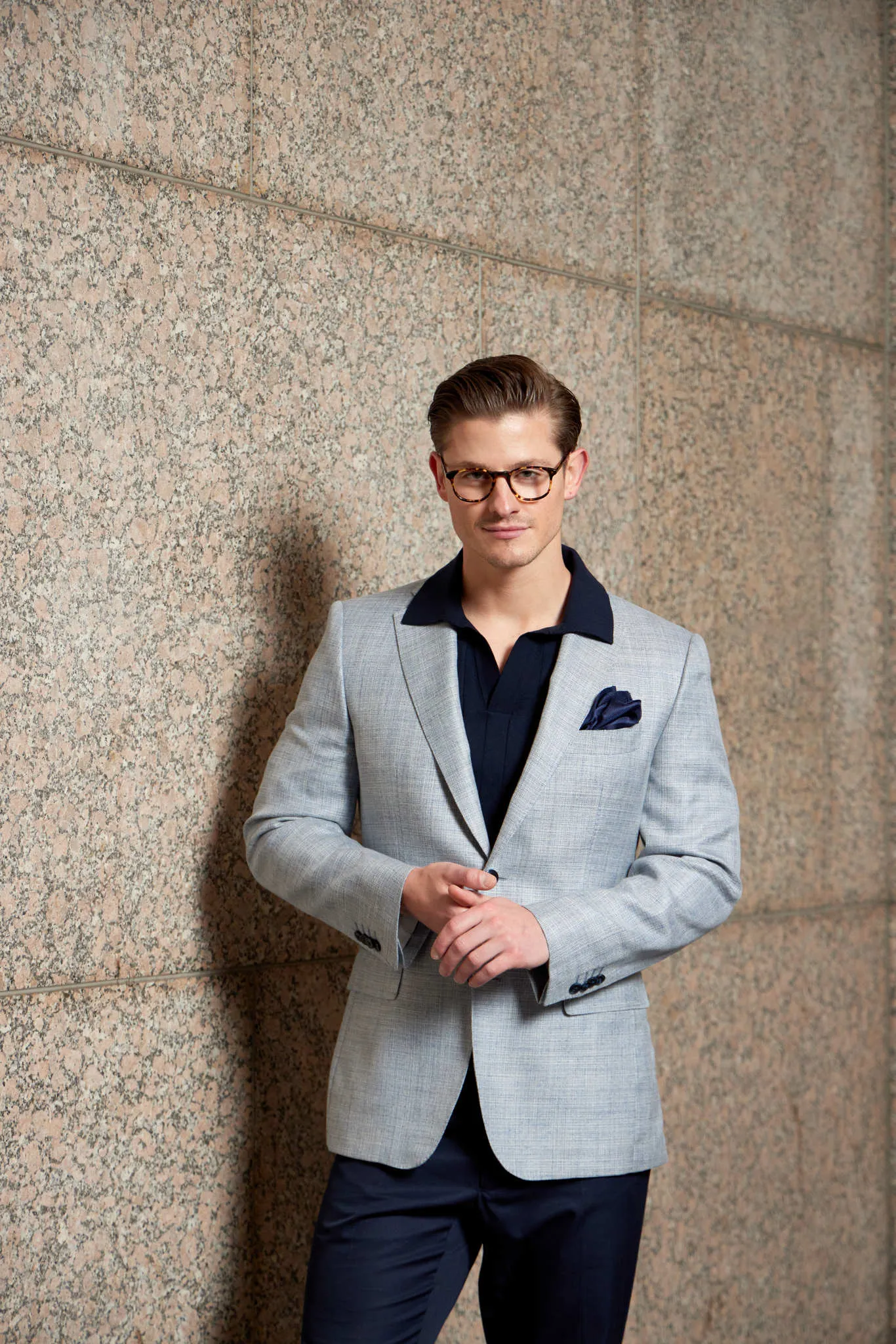 HENRY SARTORIAL Loro Piana 1/2 Canvas Blazer DENIM NAVY REG