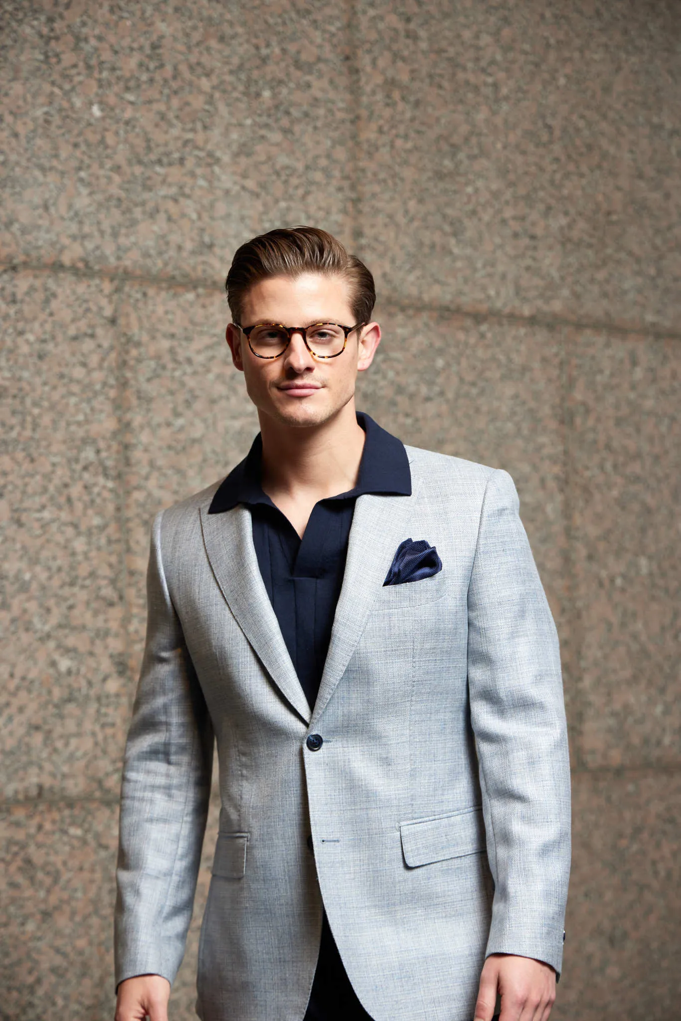 HENRY SARTORIAL Loro Piana 1/2 Canvas Blazer DENIM NAVY REG