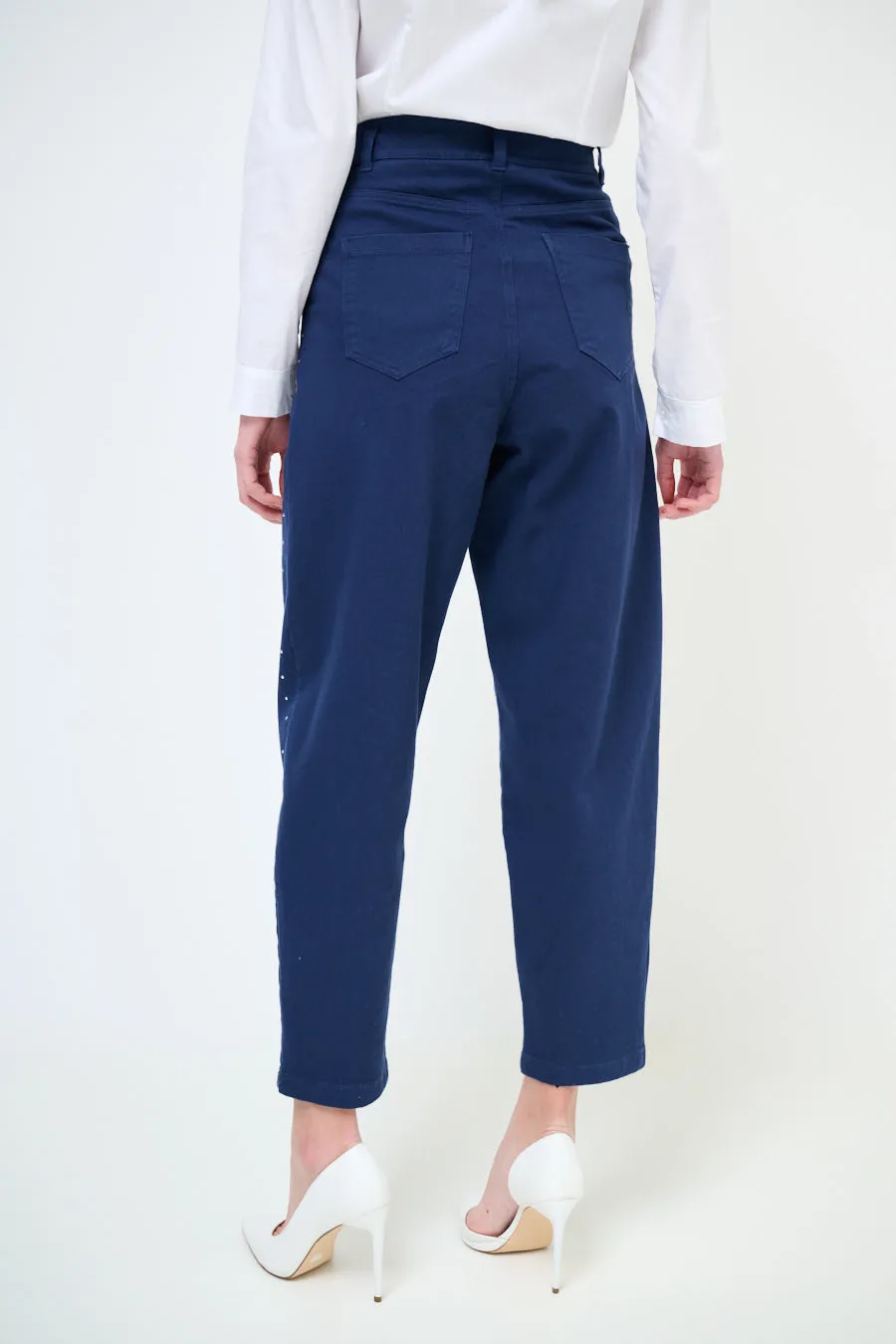 High-waisted studded tapered trousers wholesale