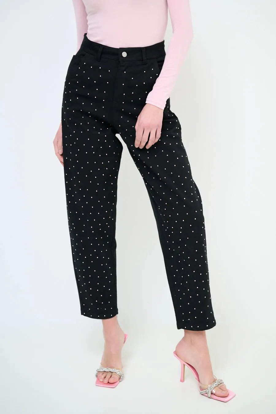 High-waisted studded tapered trousers wholesale