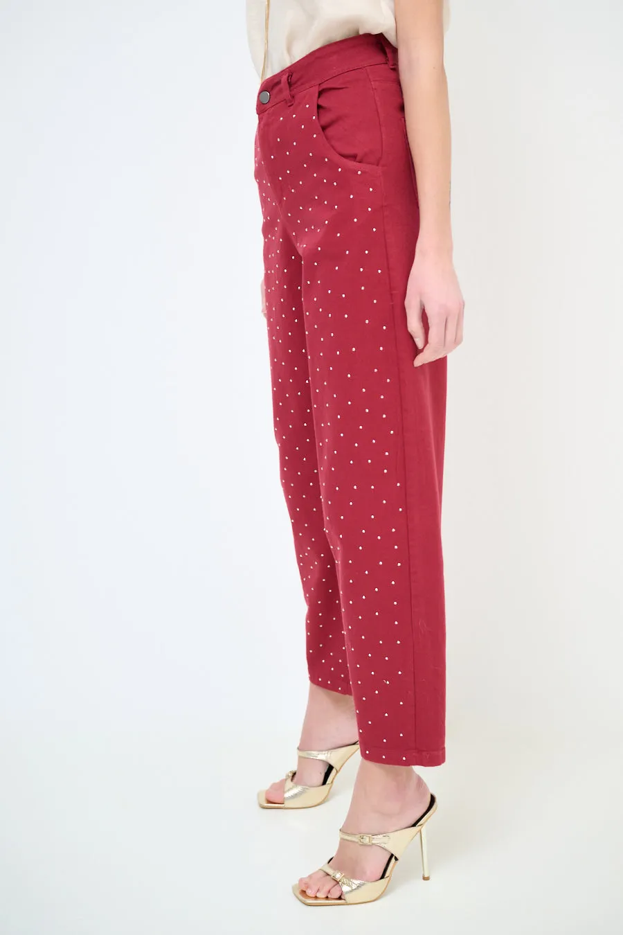 High-waisted studded tapered trousers wholesale