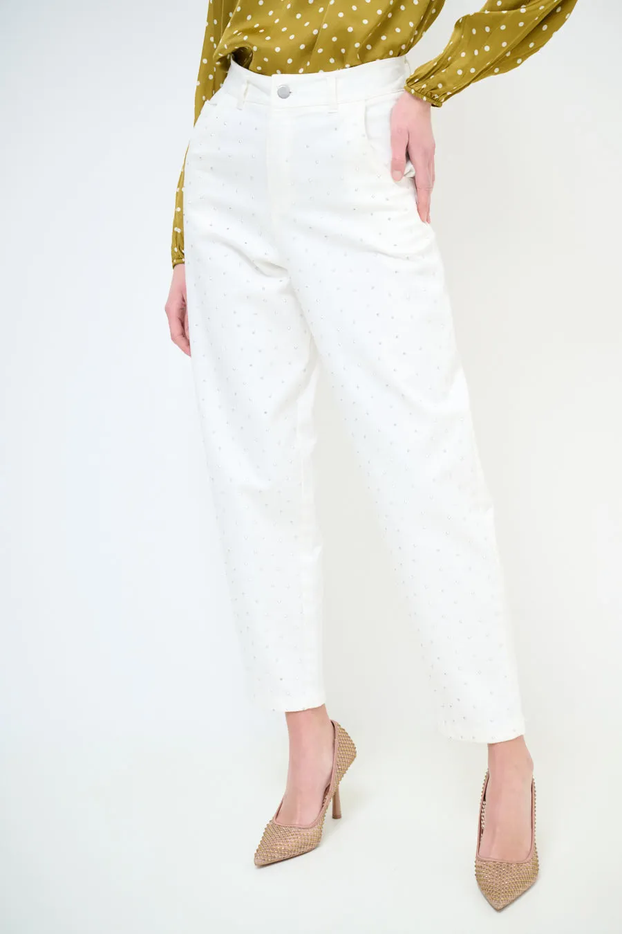 High-waisted studded tapered trousers wholesale