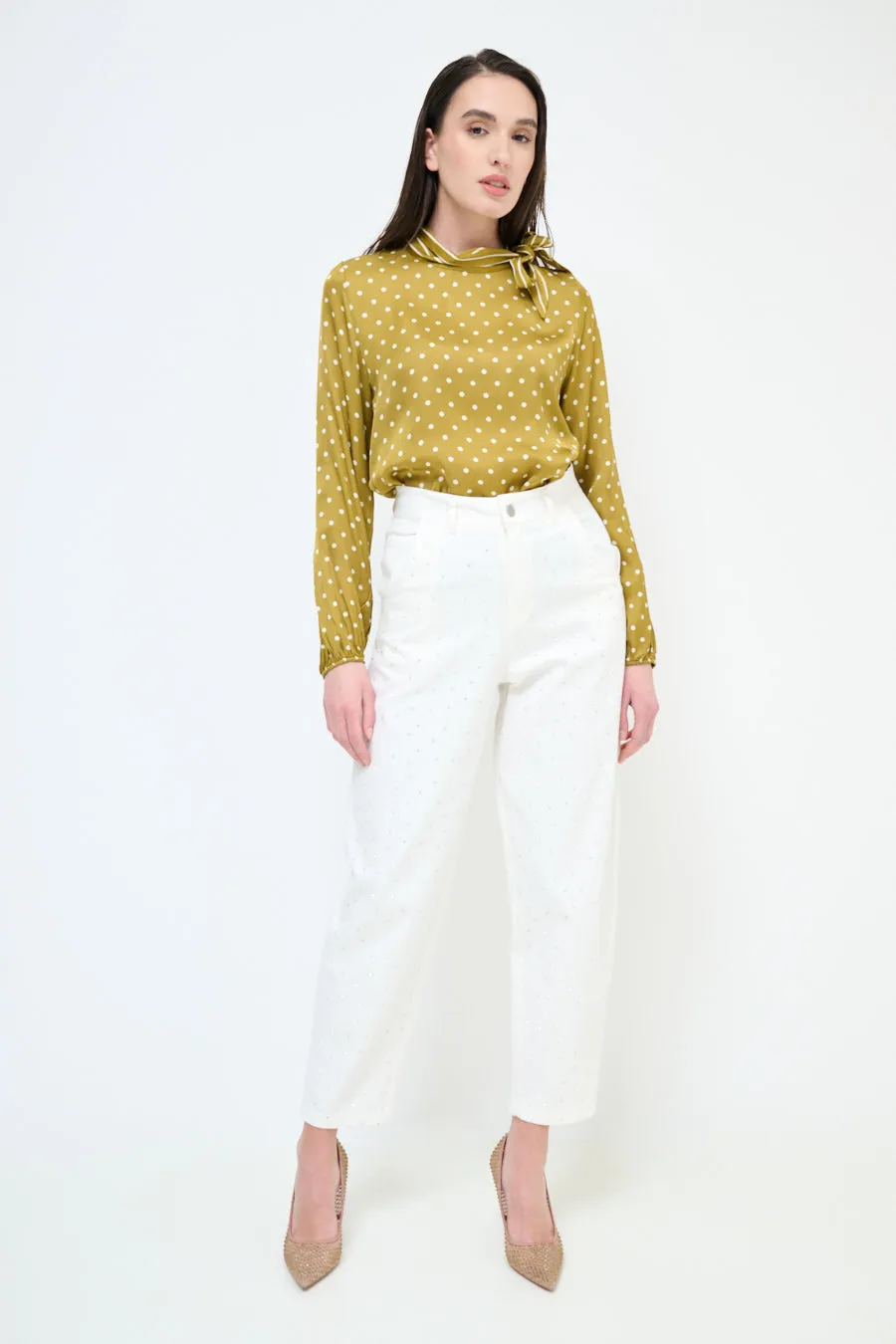 High-waisted studded tapered trousers wholesale