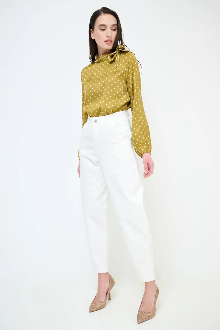 High-waisted studded tapered trousers wholesale