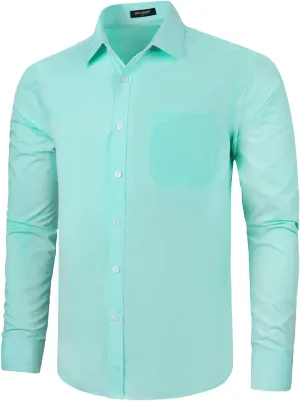 HISDERN Mens Dress Shirts Long Sleeve Button Down Shirts for Men Casual Solid Formal Business Regular Fit Shirt with Pocket