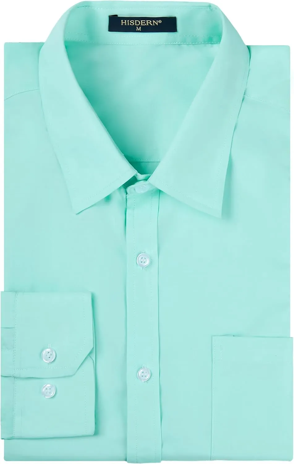 HISDERN Mens Dress Shirts Long Sleeve Button Down Shirts for Men Casual Solid Formal Business Regular Fit Shirt with Pocket