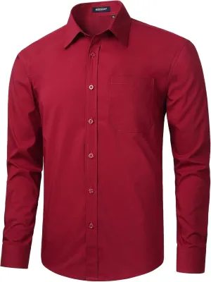 HISDERN Mens Dress Shirts Long Sleeve Button Down Shirts for Men Casual Solid Formal Business Regular Fit Shirt with Pocket