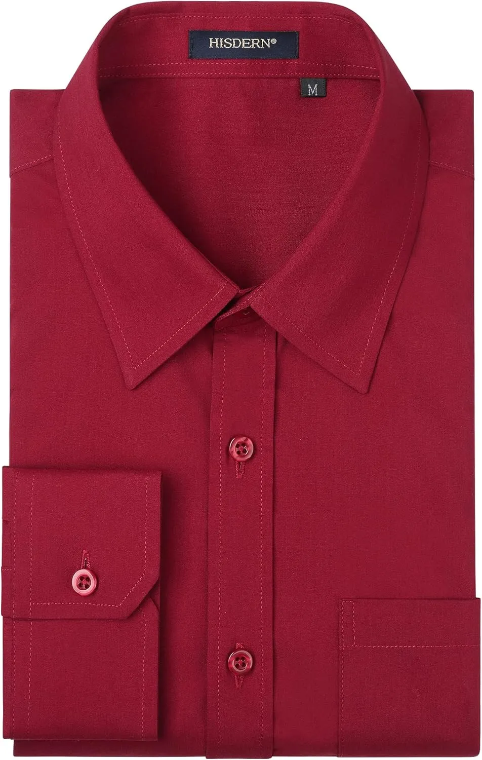 HISDERN Mens Dress Shirts Long Sleeve Button Down Shirts for Men Casual Solid Formal Business Regular Fit Shirt with Pocket