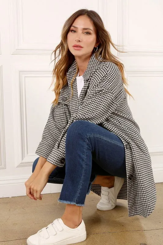 Houndstooth Long Women's Shacket