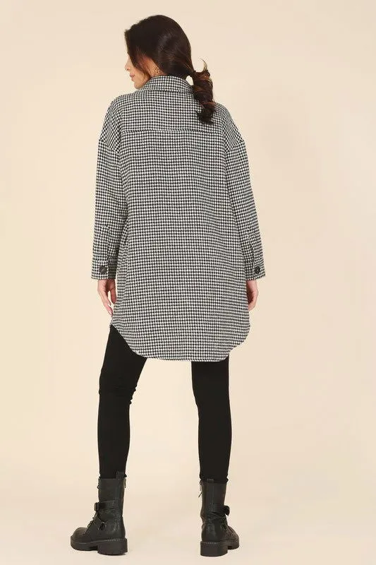 Houndstooth Long Women's Shacket