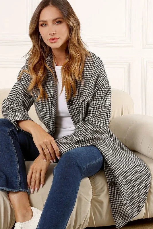Houndstooth Long Women's Shacket