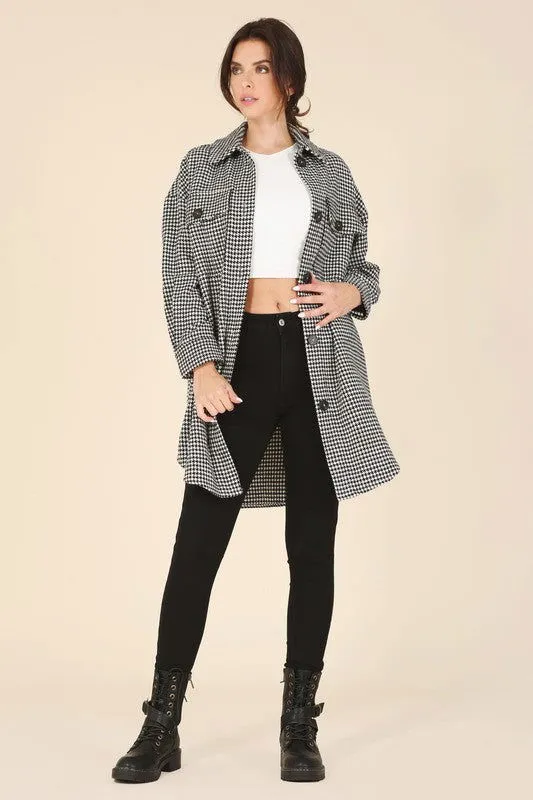 Houndstooth Long Women's Shacket