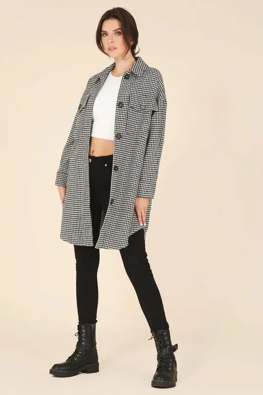 Houndstooth Long Women's Shacket