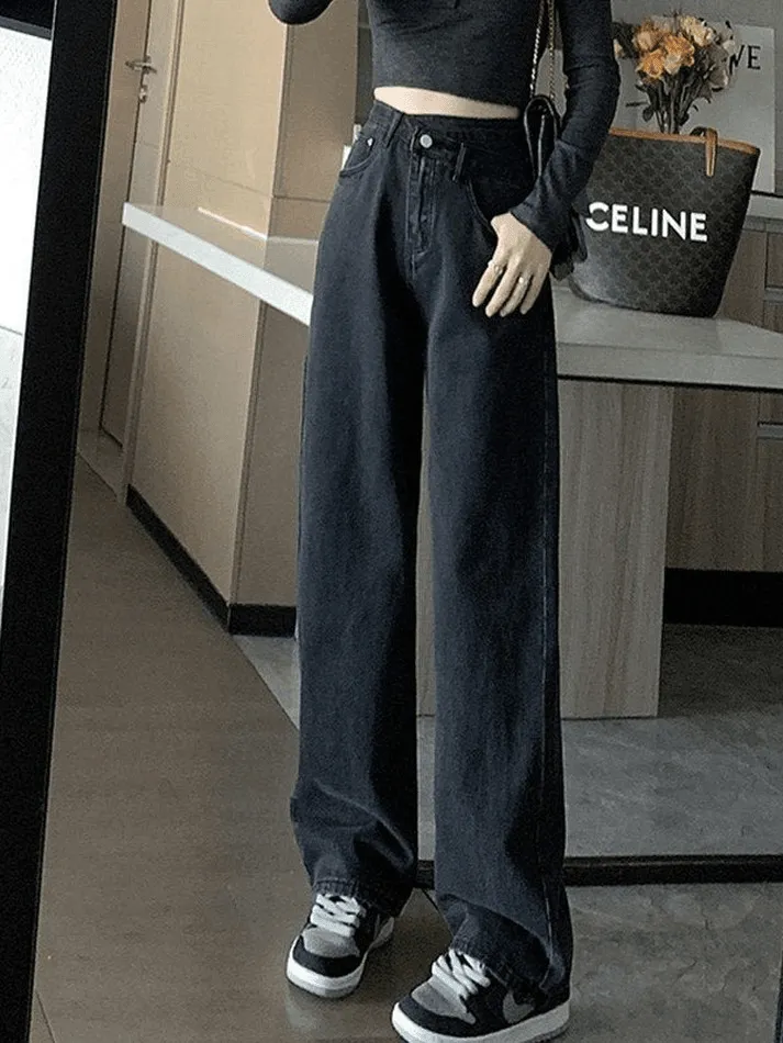 Jean boyfriend croisé délavé vintage