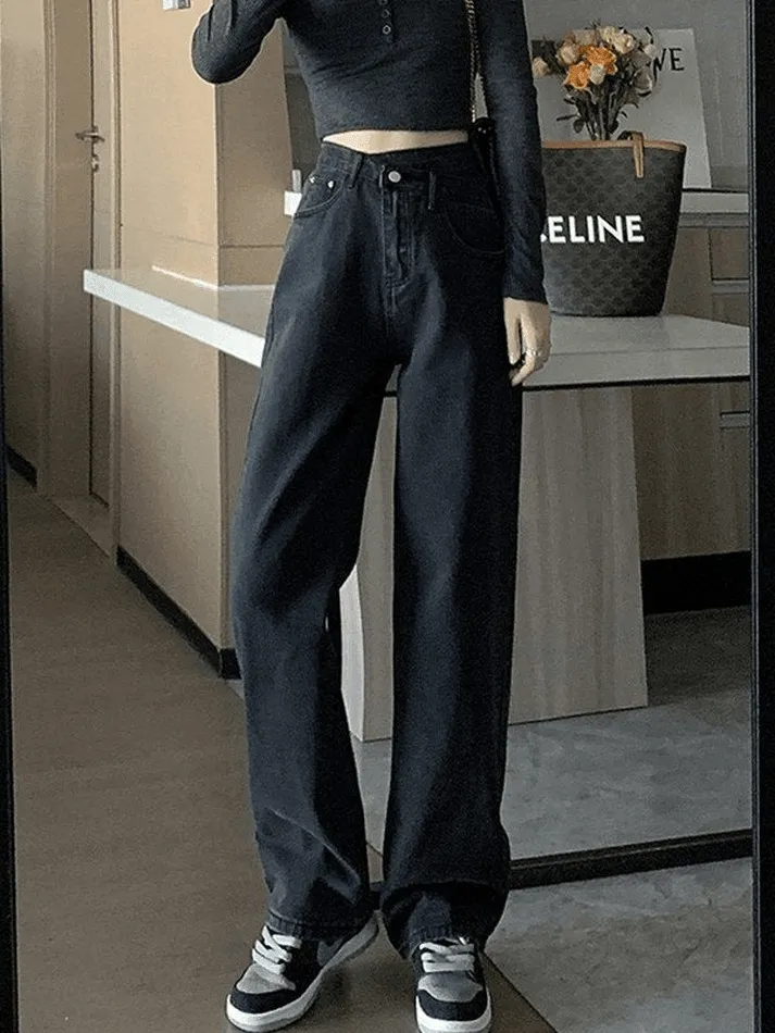 Jean boyfriend croisé délavé vintage