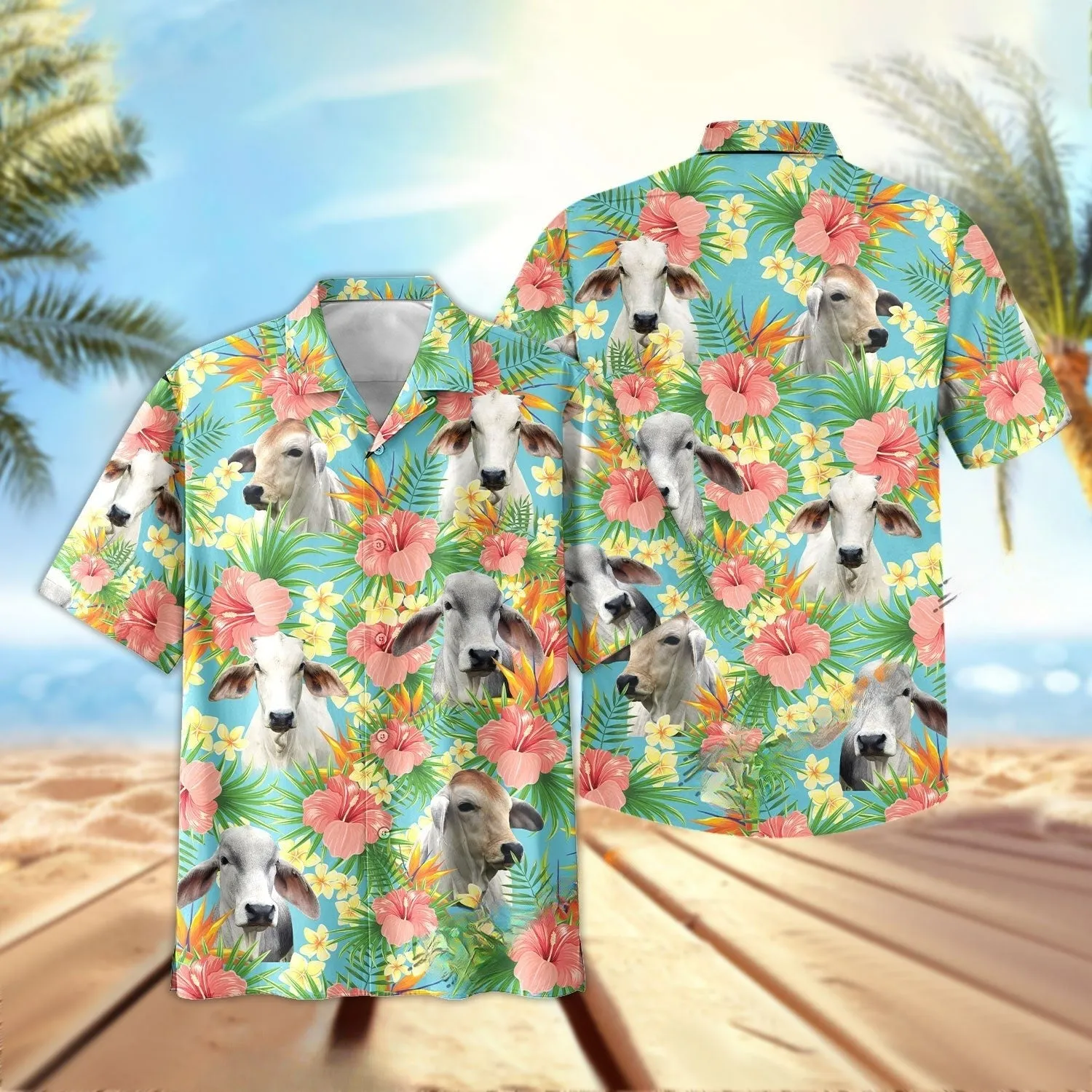 Joy Corners Brahman Tropical Plants Leaves 3D Hawaiian Shirt