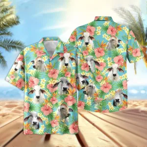 Joy Corners Brahman Tropical Plants Leaves 3D Hawaiian Shirt
