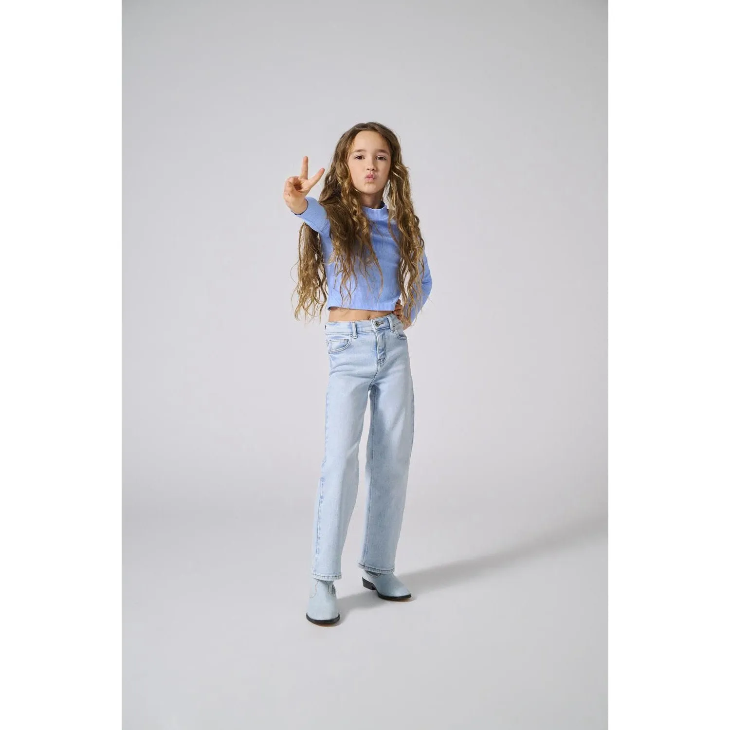 kids ONLY Light Blue Denim Juicy Life Wide Leg Denim Jeans Noos